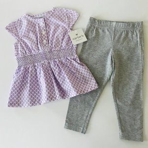 Baby Girl Floral Poplin Top & Leggings Set Outfit